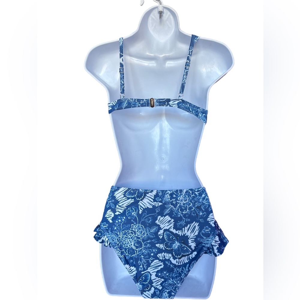 DAVI & DANI Blue Patterned Ruffle Bikini - Picture 2 of 3